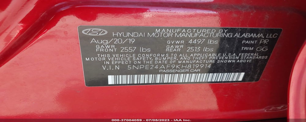 5NPE24AF9KH819914 2019 HYUNDAI SONATA photo no. 9