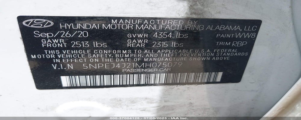 5NPEJ4J21MH075079 2021 HYUNDAI SONATA photo no. 9