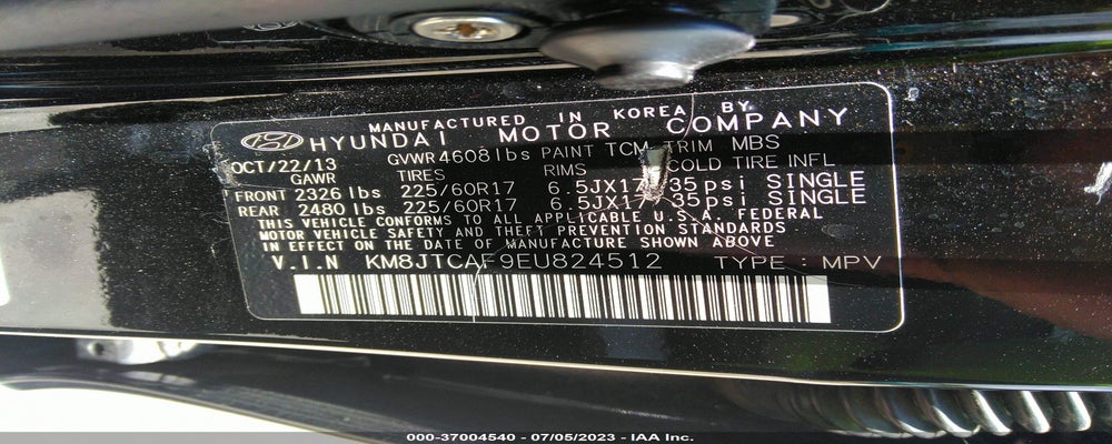 KM8JTCAF9EU824512 2014 HYUNDAI TUCSON photo no. 9