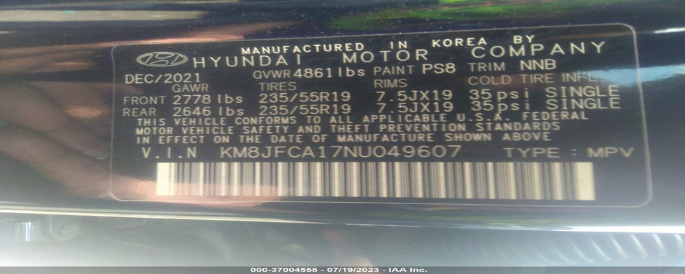 KM8JFCA17NU049607 2022 HYUNDAI TUCSON HYBRID photo no. 9