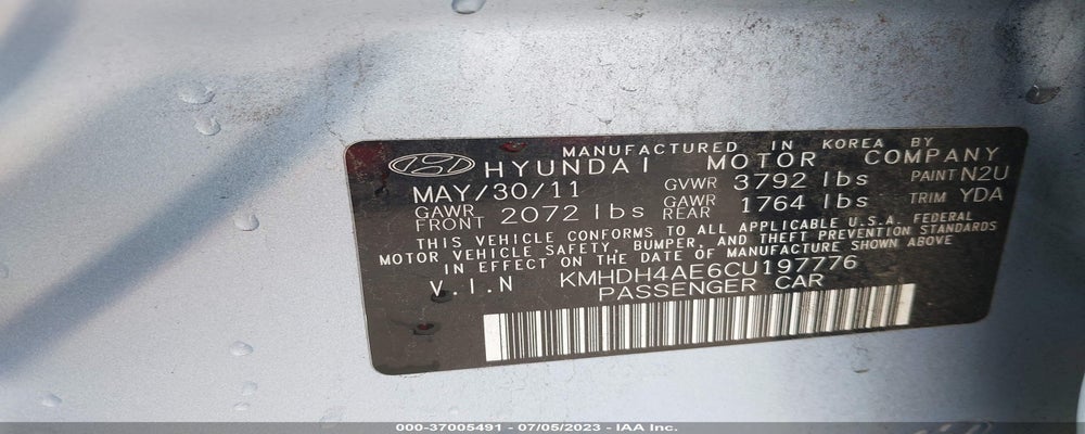 KMHDH4AE6CU197776 2012 HYUNDAI ELANTRA photo no. 9