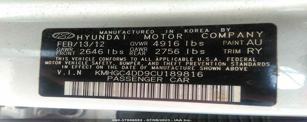KMHGC4DD9CU189816 2012 HYUNDAI GENESIS photo no. 9