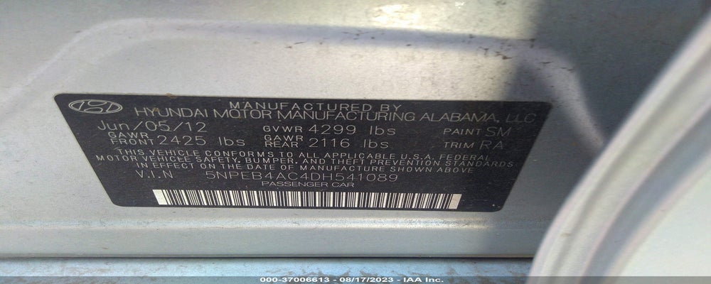 5NPEB4AC4DH541089 2013 HYUNDAI SONATA photo no. 9