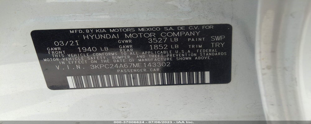 3KPC24A67ME143302 2021 HYUNDAI ACCENT photo no. 9