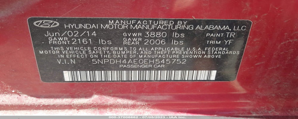 5NPDH4AE0EH545752 2014 HYUNDAI ELANTRA photo no. 9