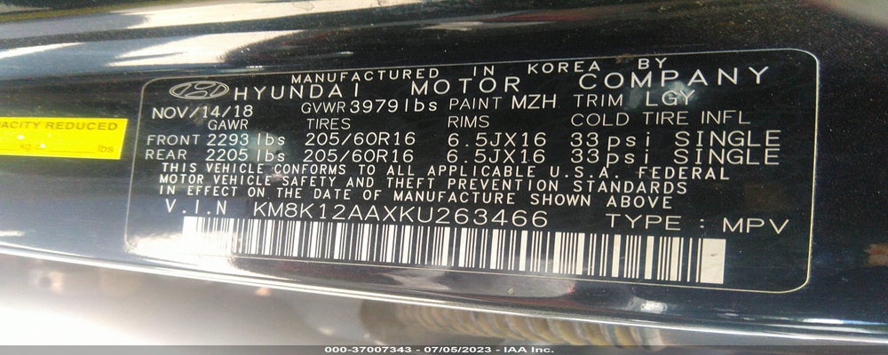 KM8K12AAXKU263466 2019 HYUNDAI KONA photo no. 9