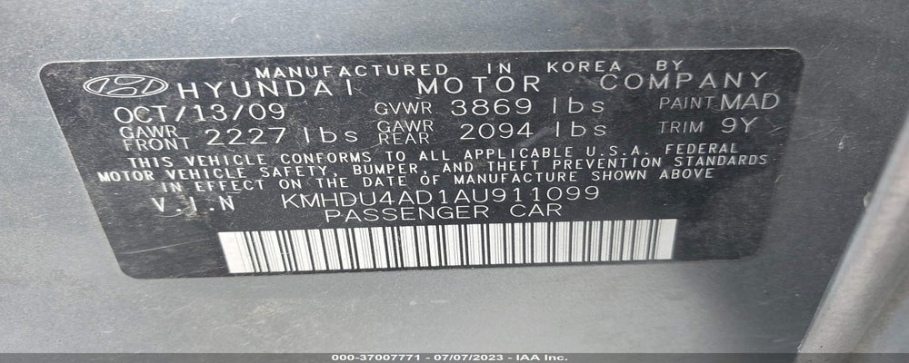 KMHDU4AD1AU911099 2010 HYUNDAI ELANTRA photo no. 9