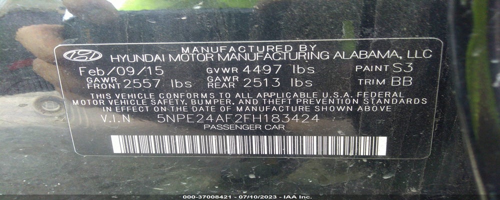 5NPE24AF2FH183424 2015 HYUNDAI SONATA photo no. 9
