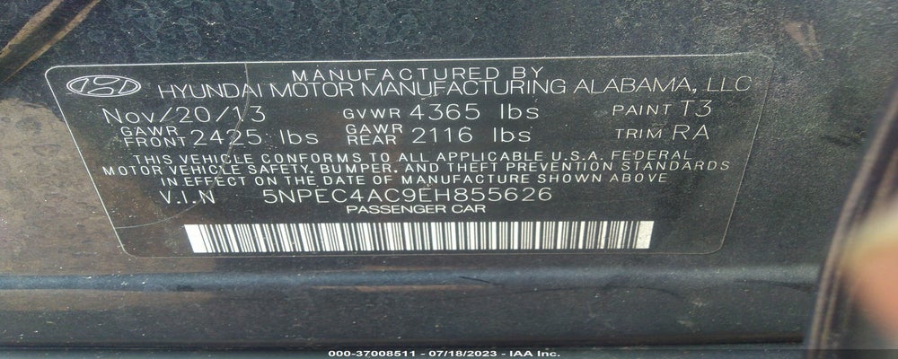 5NPEC4AC9EH855626 2014 HYUNDAI SONATA photo no. 9