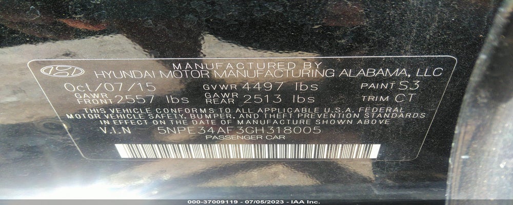 5NPE34AF3GH318005 2016 HYUNDAI SONATA photo no. 9