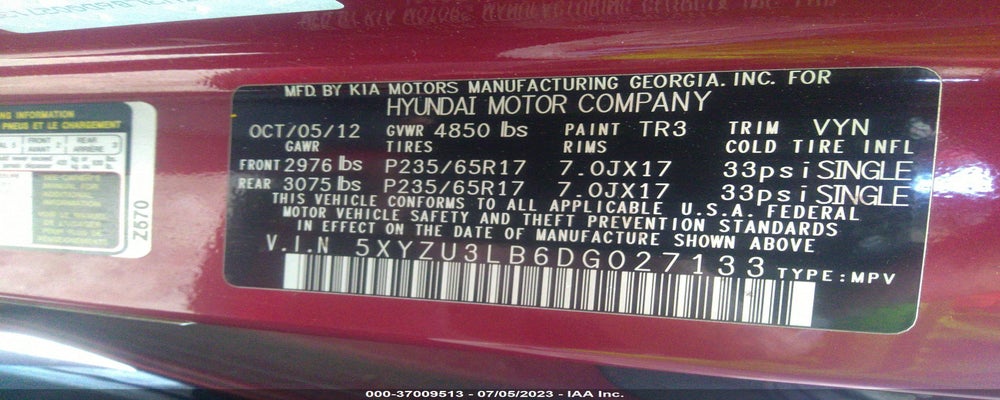 5XYZU3LB6DG027133 2013 HYUNDAI SANTA FE SPORT photo no. 9