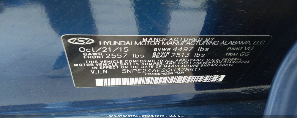 5NPE24AF2GH328611 2016 HYUNDAI SONATA photo no. 9
