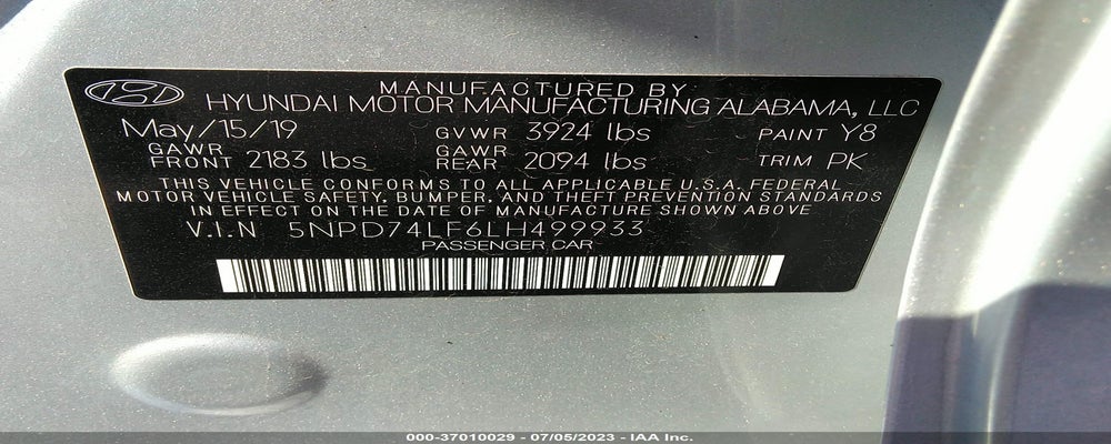5NPD74LF6LH499933 2020 HYUNDAI ELANTRA photo no. 9