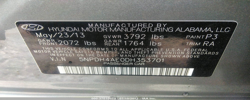 5NPDH4AE0DH353701 2013 HYUNDAI ELANTRA photo no. 9