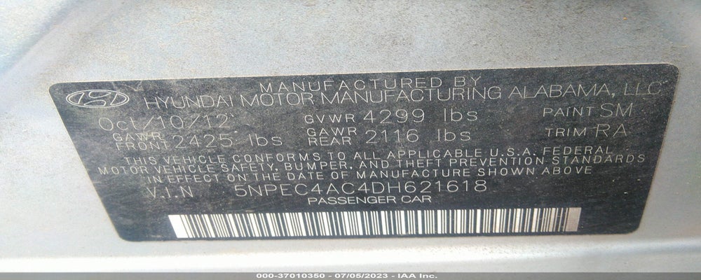 5NPEC4AC4DH621618 2013 HYUNDAI SONATA photo no. 9