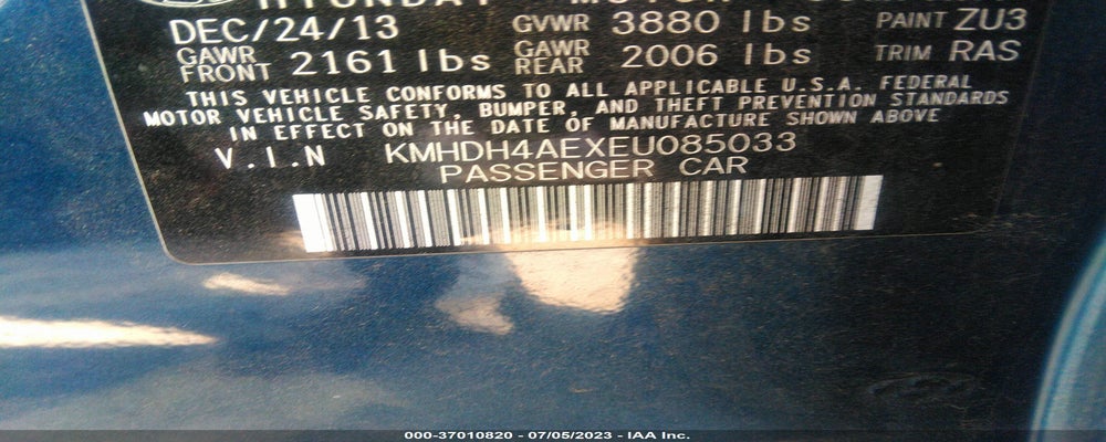 KMHDH4AEXEU085033 2014 HYUNDAI ELANTRA photo no. 9