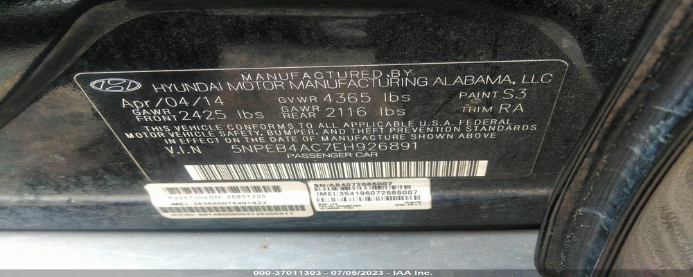 5NPEB4AC7EH926891 2014 HYUNDAI SONATA photo no. 9