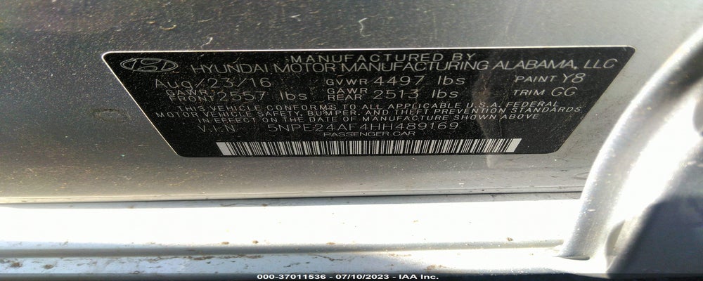 5NPE24AF4HH489169 2017 HYUNDAI SONATA photo no. 9