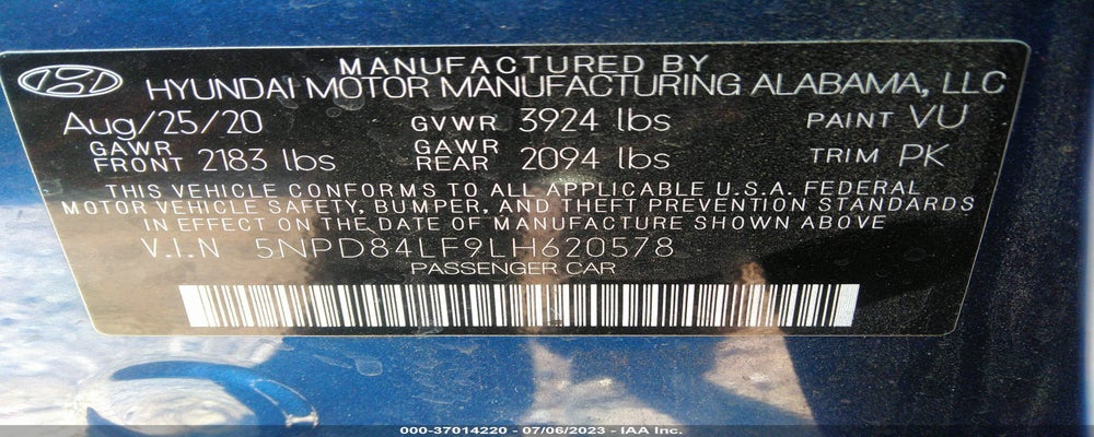 5NPD84LF9LH620578 2020 HYUNDAI ELANTRA photo no. 9