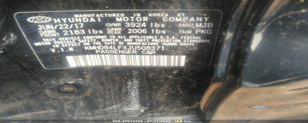 KMHD84LFXJU508371 2018 HYUNDAI ELANTRA photo no. 9