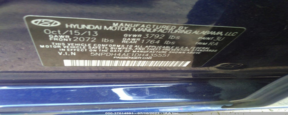 5NPDH4AE1DH435551 2013 HYUNDAI ELANTRA photo no. 9