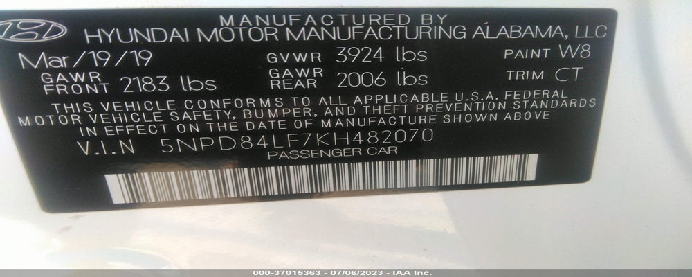 5NPD84LF7KH482070 2019 HYUNDAI ELANTRA photo no. 9