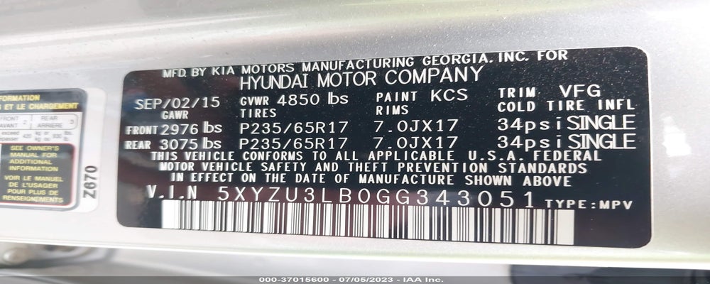 5XYZU3LB0GG343051 2016 HYUNDAI SANTA FE SPORT photo no. 9