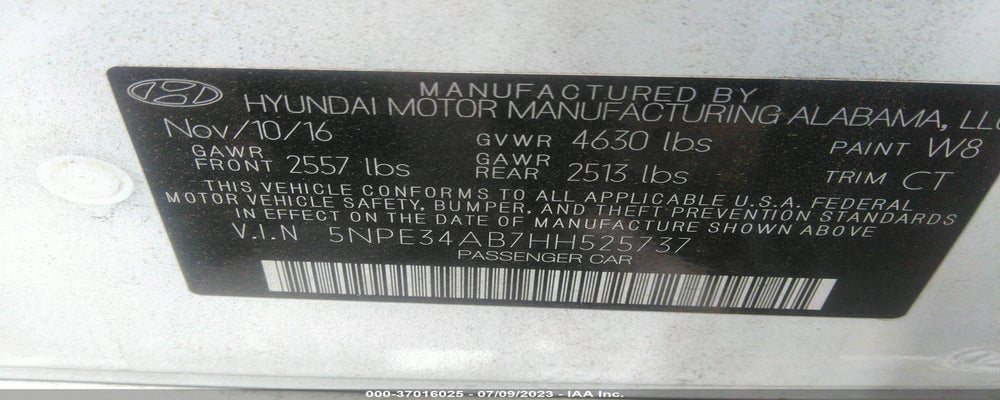 5NPE34AB7HH525737 2017 HYUNDAI SONATA photo no. 9