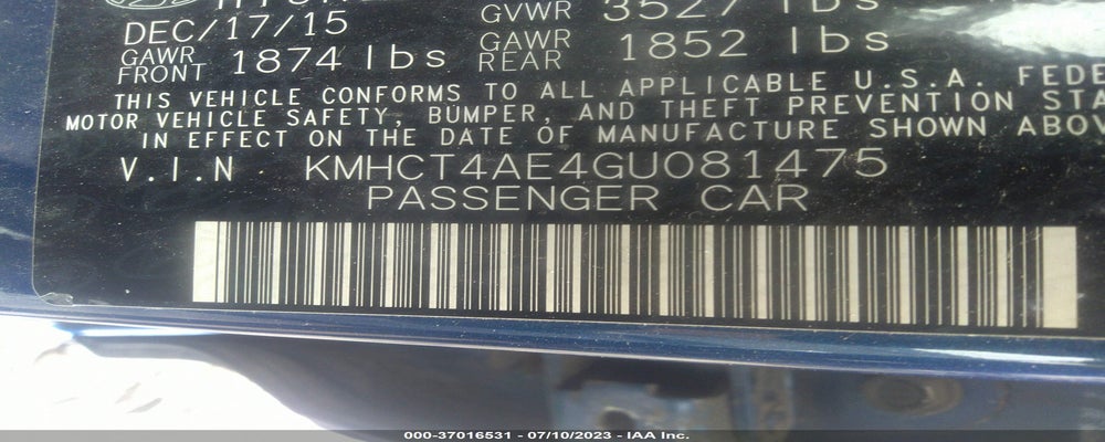 KMHCT4AE4GU081475 2016 HYUNDAI ACCENT photo no. 9