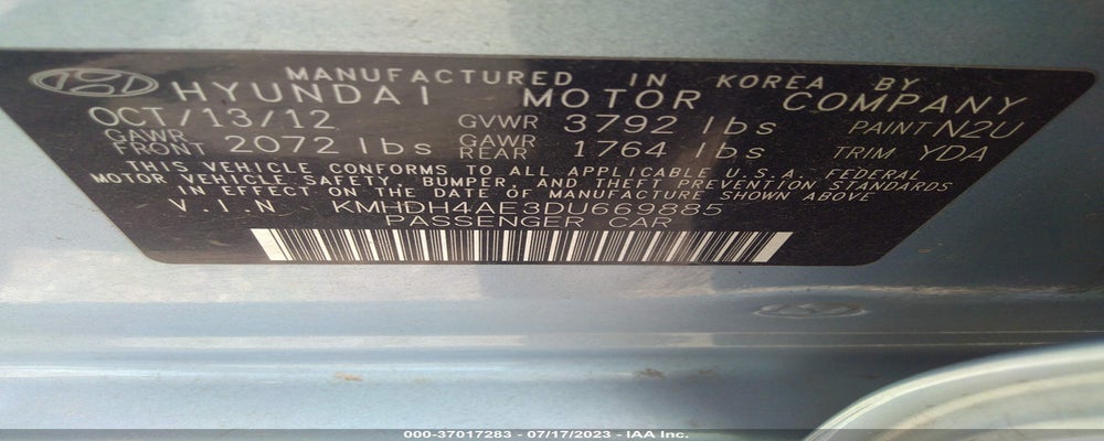 KMHDH4AE3DU669885 2013 HYUNDAI ELANTRA photo no. 9