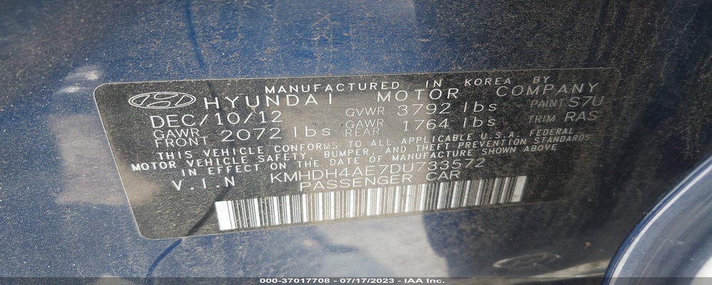 KMHDH4AE7DU733572 2013 HYUNDAI ELANTRA photo no. 9