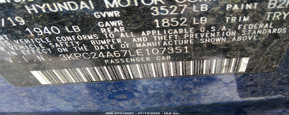 3KPC24A67LE107351 2020 HYUNDAI ACCENT photo no. 9