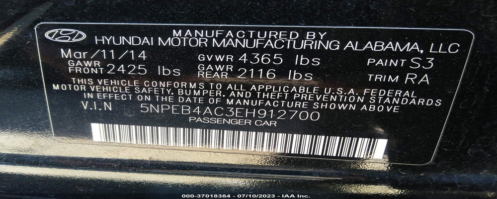 5NPEB4AC3EH912700 2014 HYUNDAI SONATA photo no. 9