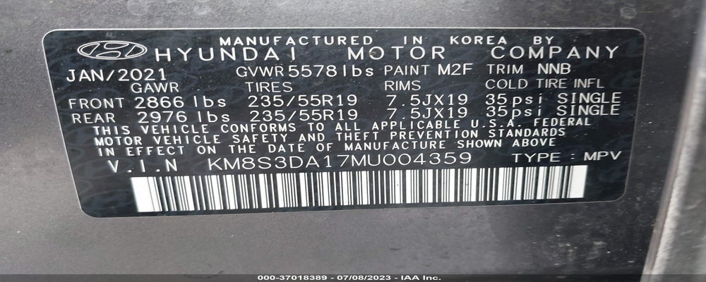 KM8S3DA17MU004359 2021 HYUNDAI SANTA FE photo no. 9