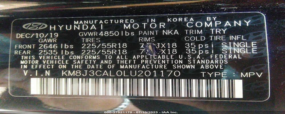 KM8J3CAL0LU201170 2020 HYUNDAI TUCSON photo no. 9