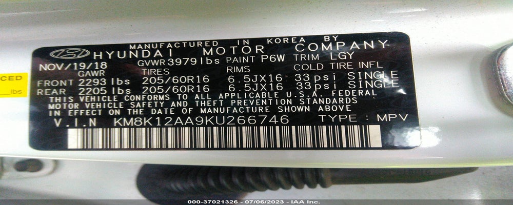 KM8K12AA9KU266746 2019 HYUNDAI KONA photo no. 9