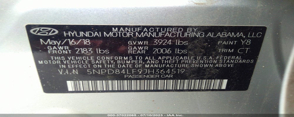 5NPD84LF9JH364519 2018 HYUNDAI ELANTRA photo no. 9
