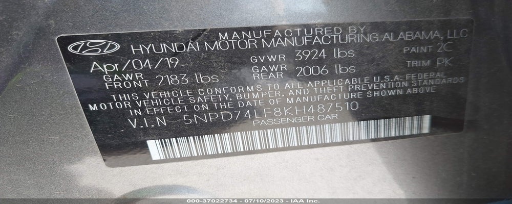 5NPD74LF8KH487510 2019 HYUNDAI ELANTRA photo no. 9