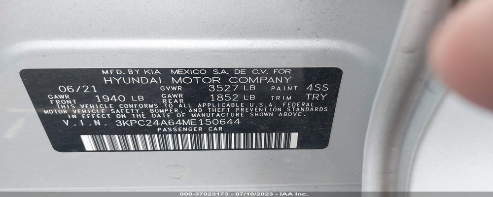 3KPC24A64ME150644 2021 HYUNDAI ACCENT photo no. 9