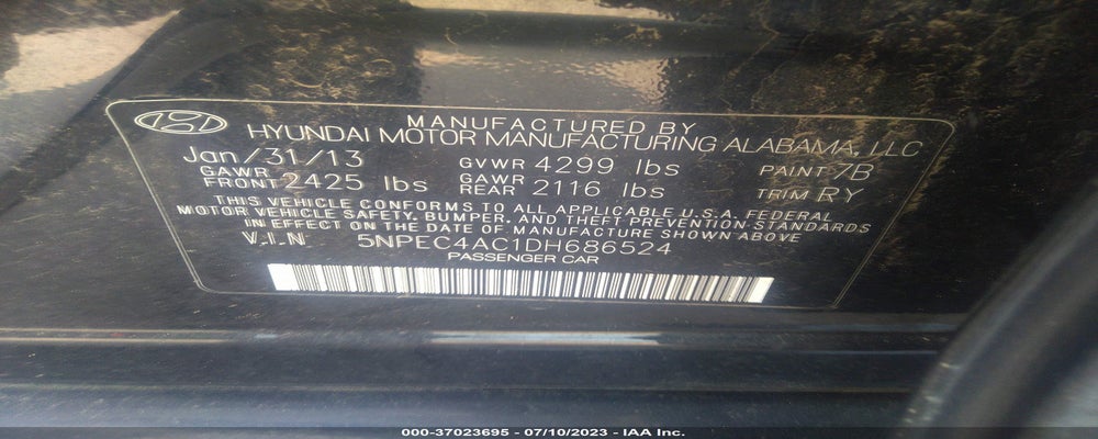 5NPEC4AC1DH686524 2013 HYUNDAI SONATA photo no. 9
