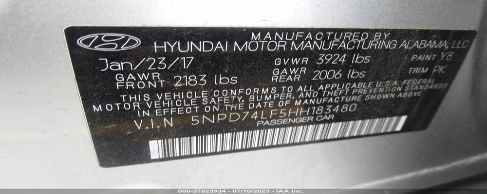 5NPD74LF5HH183480 2017 HYUNDAI ELANTRA photo no. 9