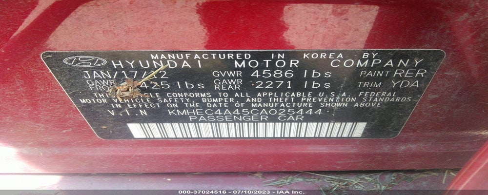 KMHEC4A45CA025444 2012 HYUNDAI SONATA photo no. 9