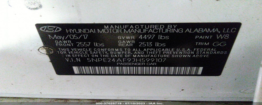5NPE24AF9JH599107 2018 HYUNDAI SONATA photo no. 9