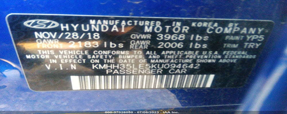 KMHH35LE5KU094642 2019 HYUNDAI ELANTRA GT photo no. 9