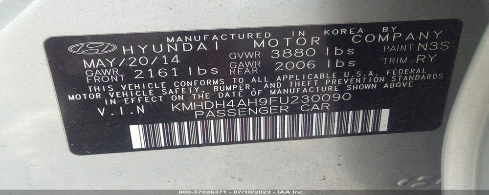 KMHDH4AH9FU230090 2015 HYUNDAI ELANTRA photo no. 9