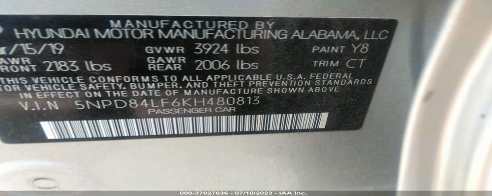 5NPD84LF6KH480813 2019 HYUNDAI ELANTRA photo no. 9