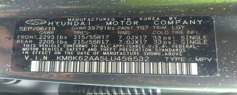 KM8K62AA5LU456532 2020 HYUNDAI KONA photo no. 9
