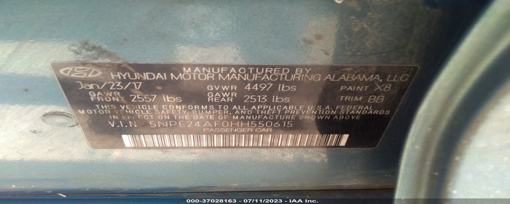 5NPE24AF0HH550615 2017 HYUNDAI SONATA photo no. 9