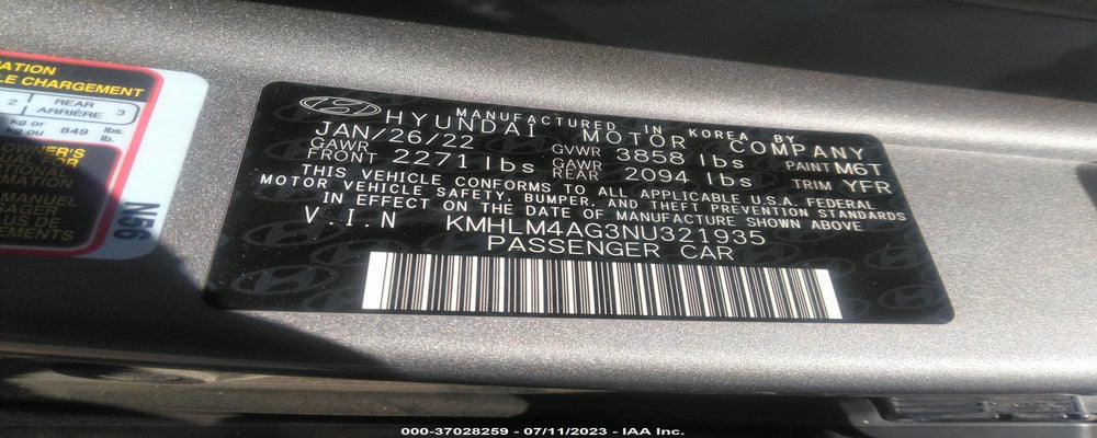 KMHLM4AG3NU321935 2022 HYUNDAI ELANTRA photo no. 9