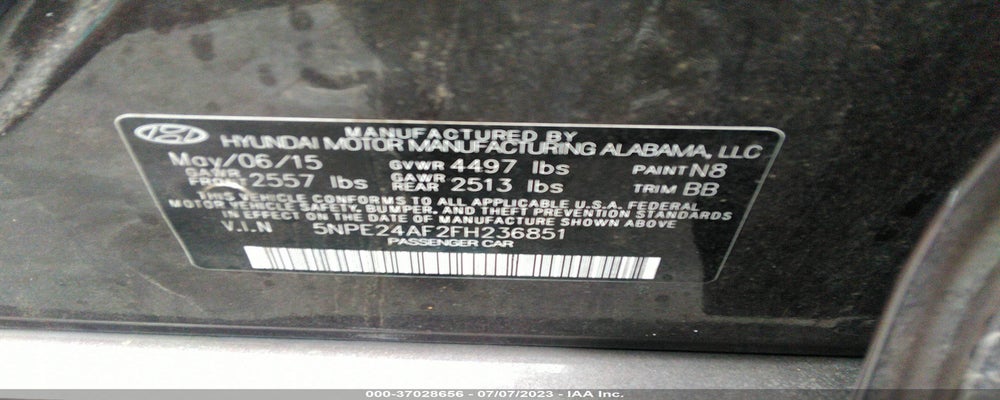 5NPE24AF2FH236851 2015 HYUNDAI SONATA photo no. 9